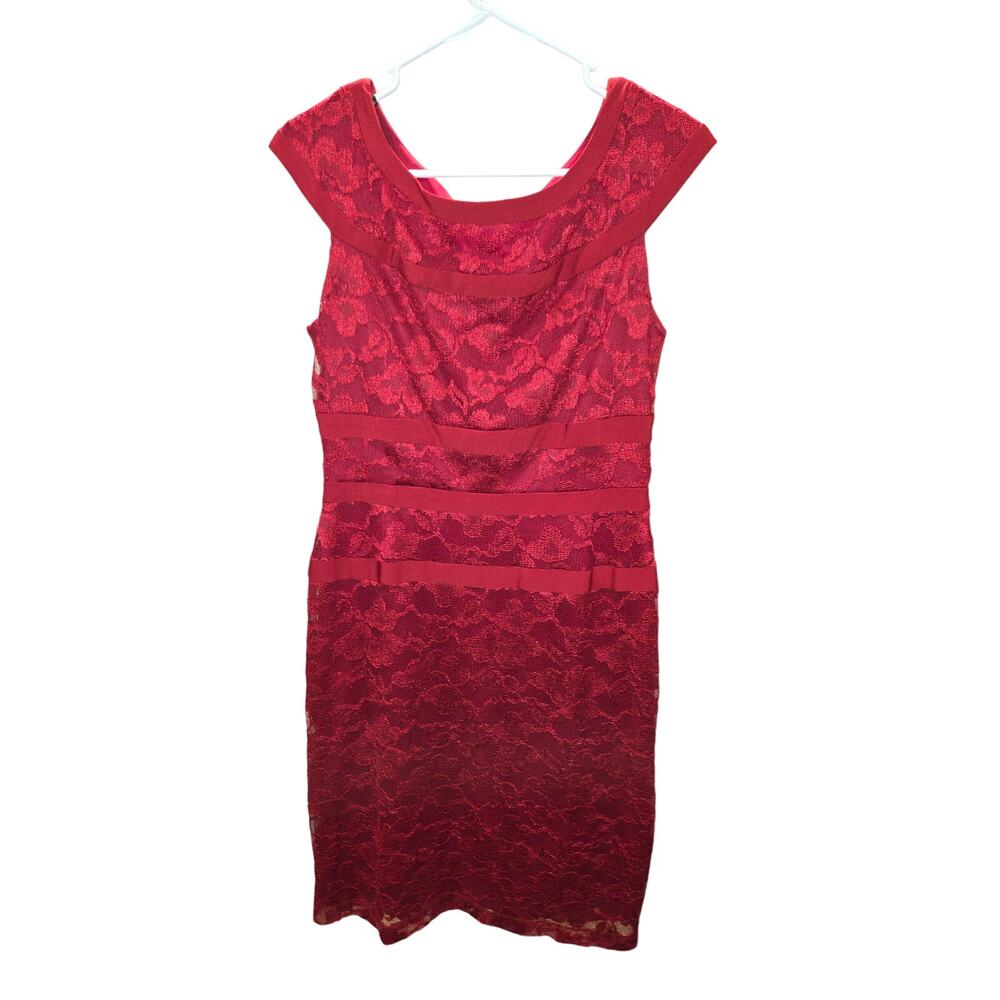 Dress Barn Collections Women’s Sheath Dress Size 6 Red Lace **GORGEOUS**